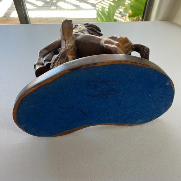 Hand Carved Rearing Stallion Sculpture Solid Wood 18” - Picture 13 of 15